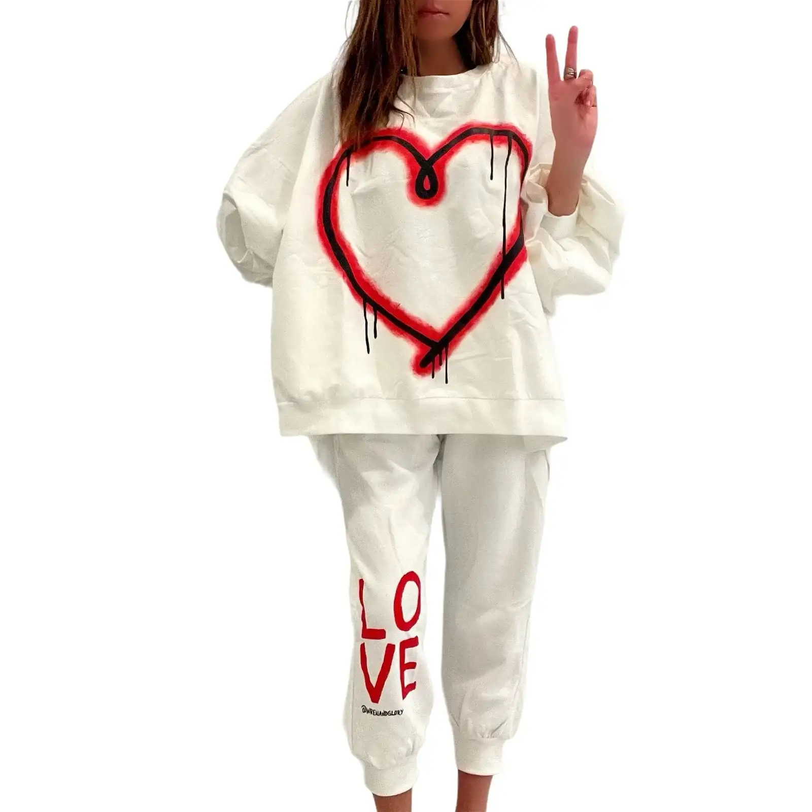 Image of 'Love Love' Painted Sweatshirt (only sweatshirt, not pants)