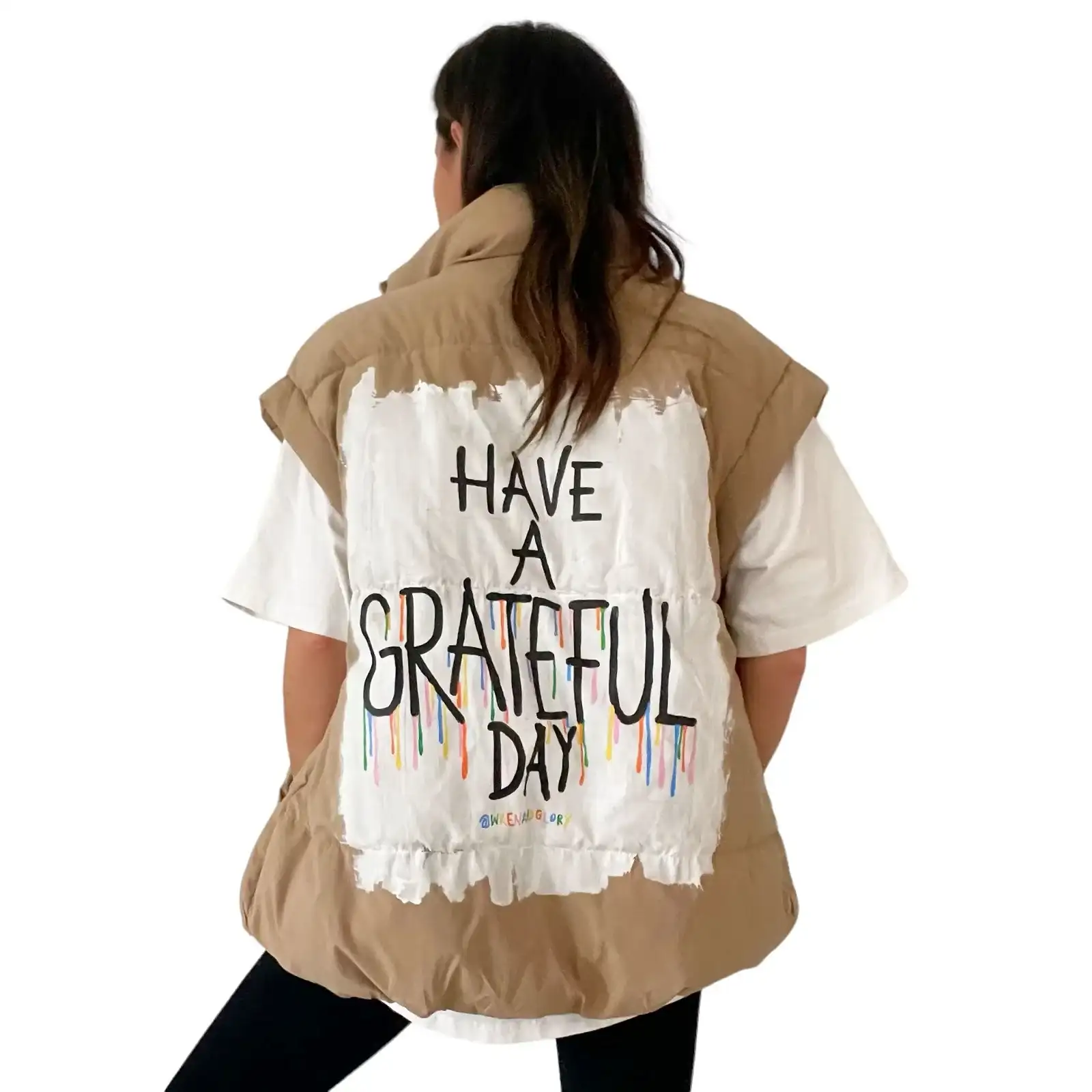 Image of 'Grateful' Painted Puffer Vest