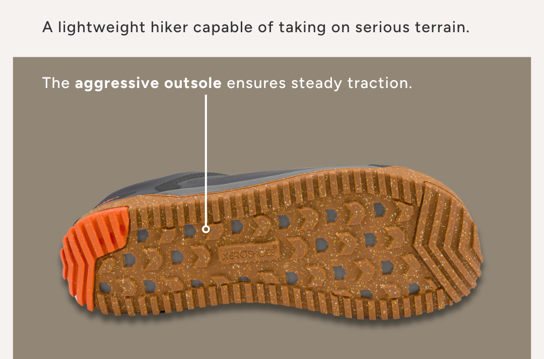 A lightweight hiker capable of taking on serious terrain. The aggressive outsole ensures steady traction.