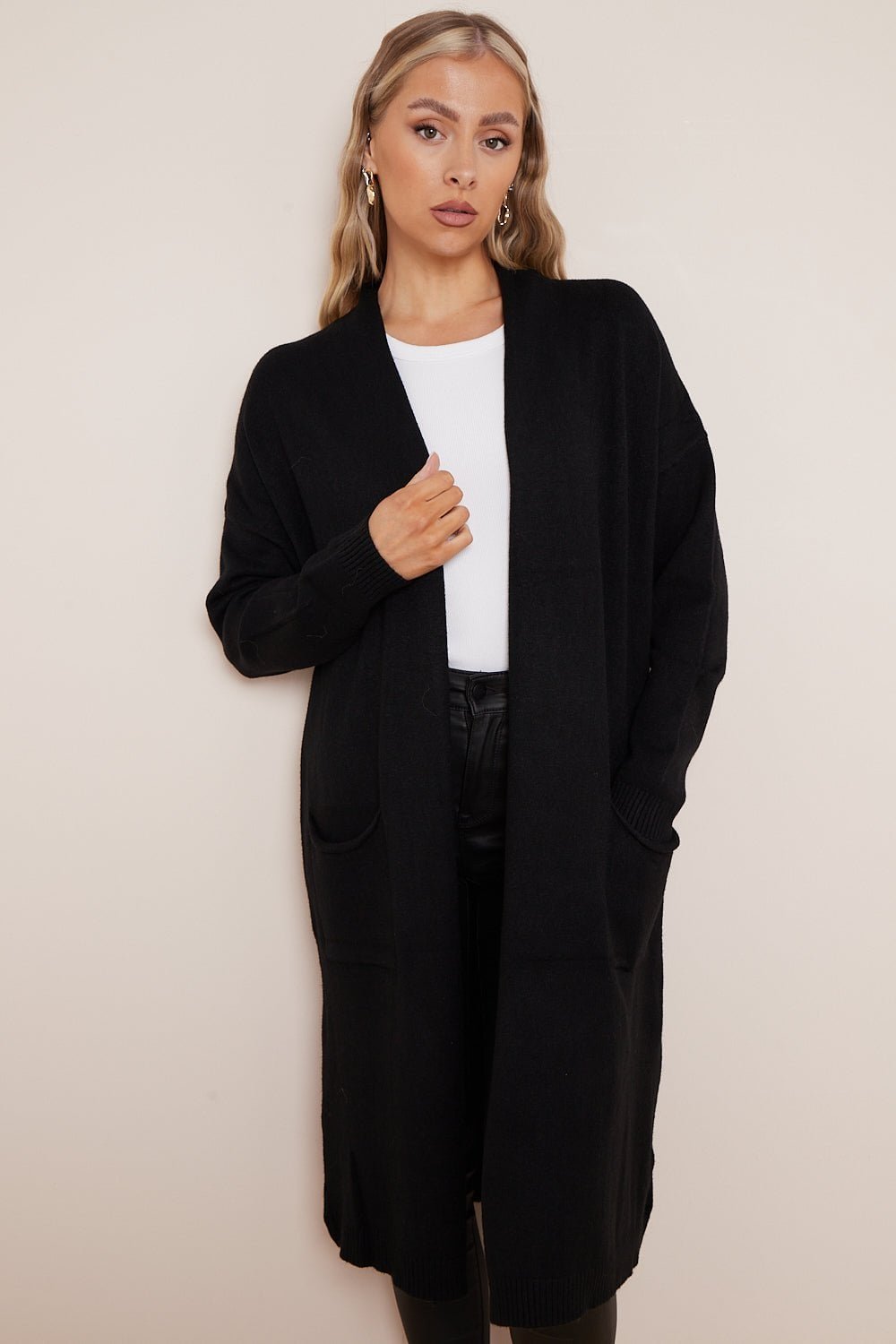 Image of Black Soft Knit Cardigan with Star Detail