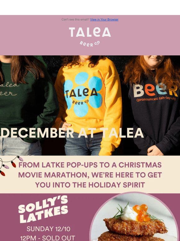 December Events at TALEA ☃️