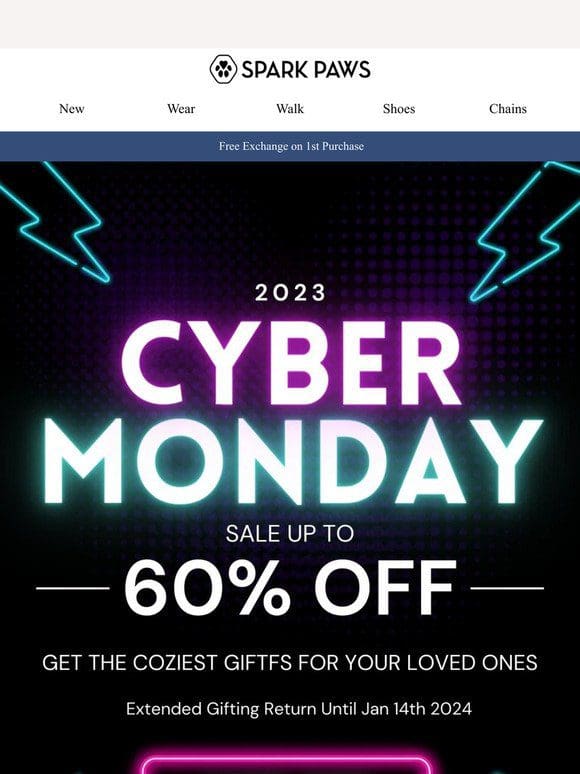 Cyber Monday 60% OFF Ending Soon