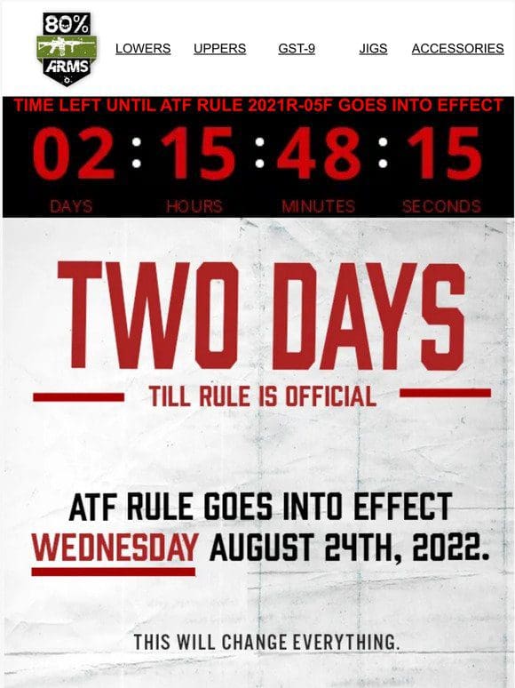 ATF Rule Effective in JUST 2 DAYS