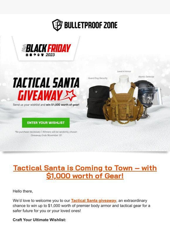 Tactical Santa Giveaway starts now – Win Your Dream Tactical Gear!