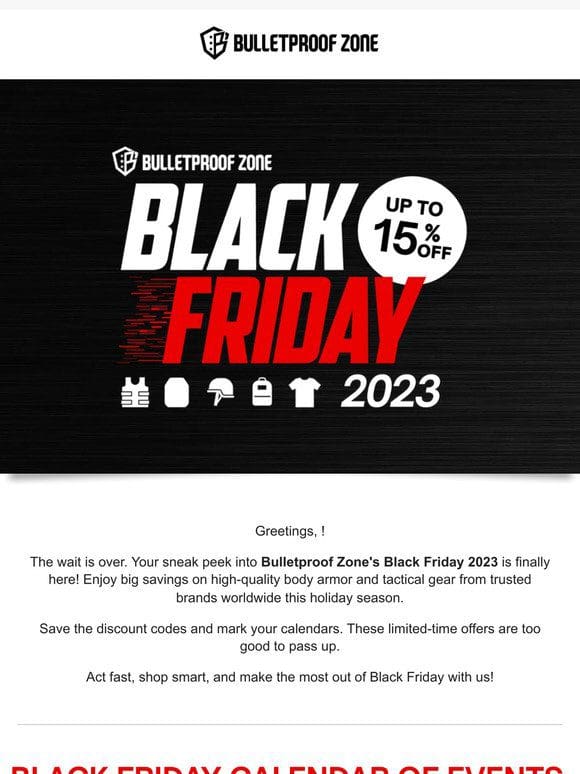 Black Friday starts NOW! Calendar reveal inside