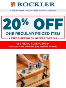 20% OFF One Regular Priced Item + Rockler Innovative Tools You May Have Missed