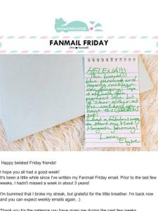 [Fanmail Friday] Hi Stranger