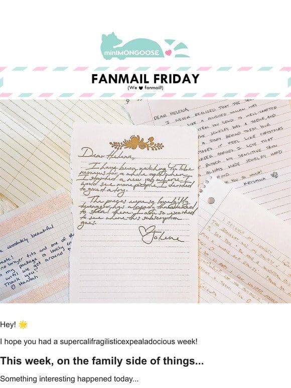[Fanmail Friday] It’s Christmas in July… Well， August.