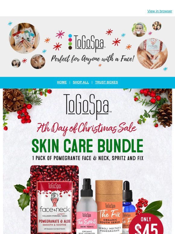 7th Deal of December!! Skin Care bundle – Fix， Spritz and Pomegranate Face & Neck Express Pack! Only $45!
