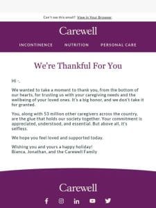 Happy Thanksgiving from Our Carewell Family
