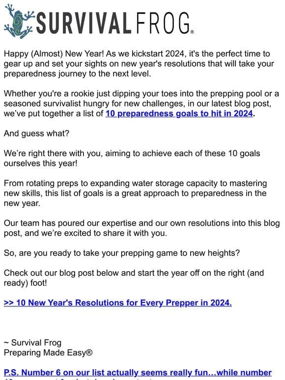 10 Prepping New Year’s Resolutions for 2024