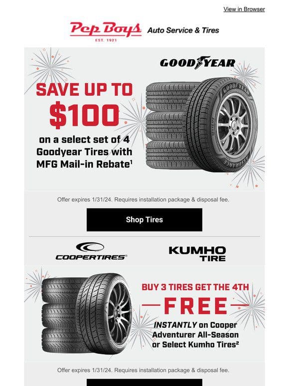 $100 SAVINGS on Goodyear Tires
