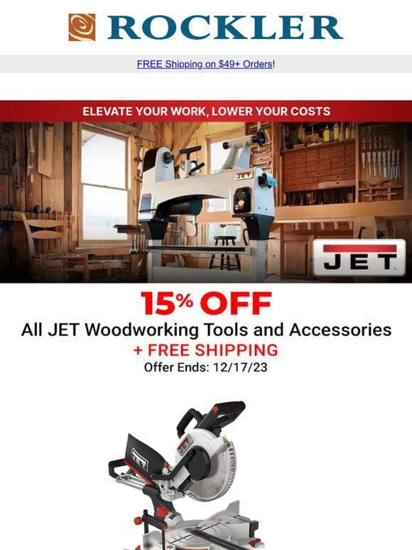 15% Off All JET Power Tools – Ends Tomorrow!