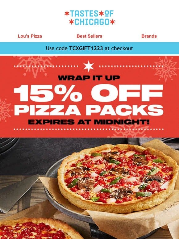 15% Off Pizza Ends Tonight