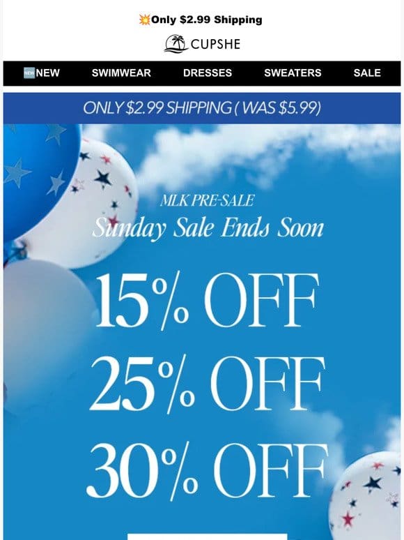 15%， 25%， or 30% OFF = it’s up to you!☚