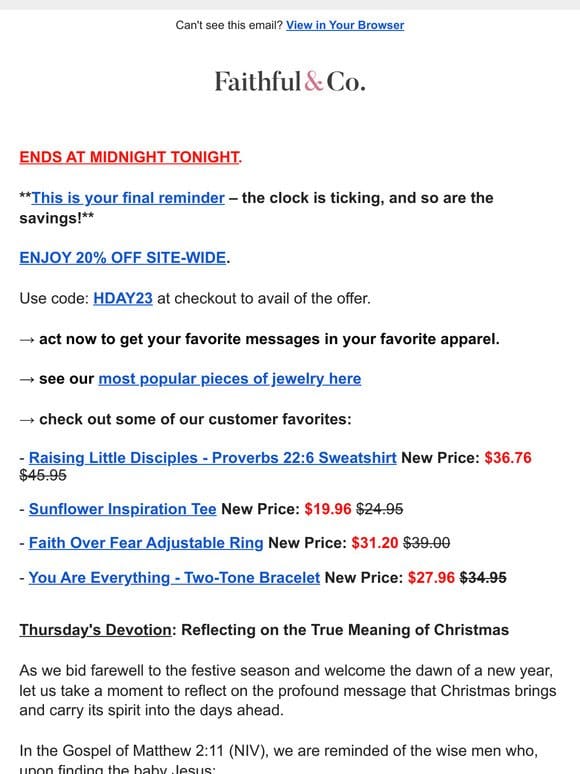 $19 T’s， $27 Bracelets – Wrapping Up Tonight!