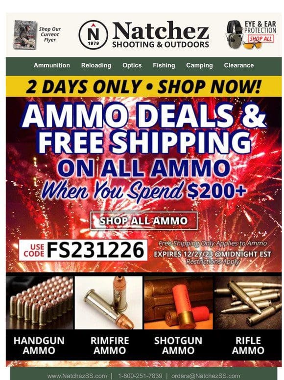 2 Days Only Free Shipping on All Ammo