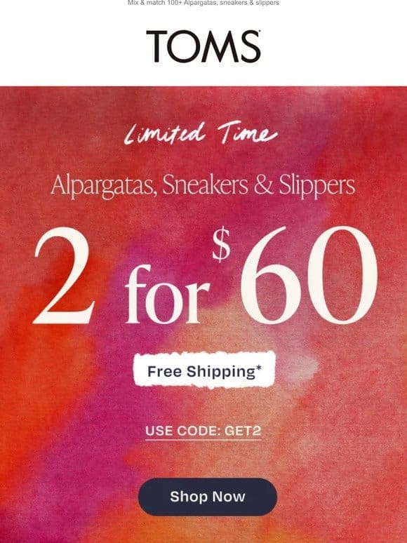 2 for $60 + FREE shipping | Don’t miss it!