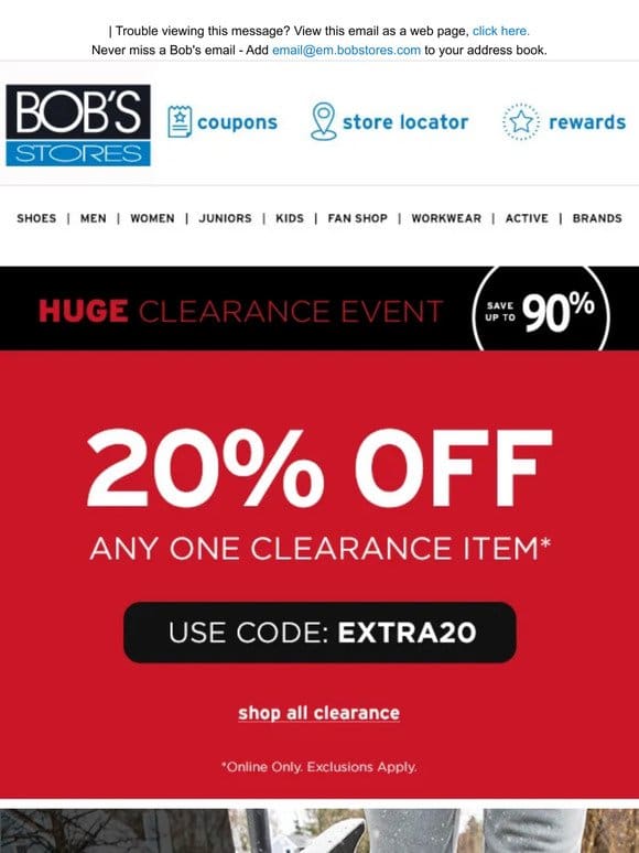 20% OFF Any One Clearance Item