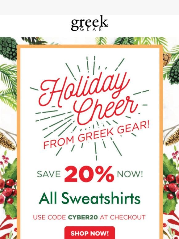 20% Off All Sweatshirts!