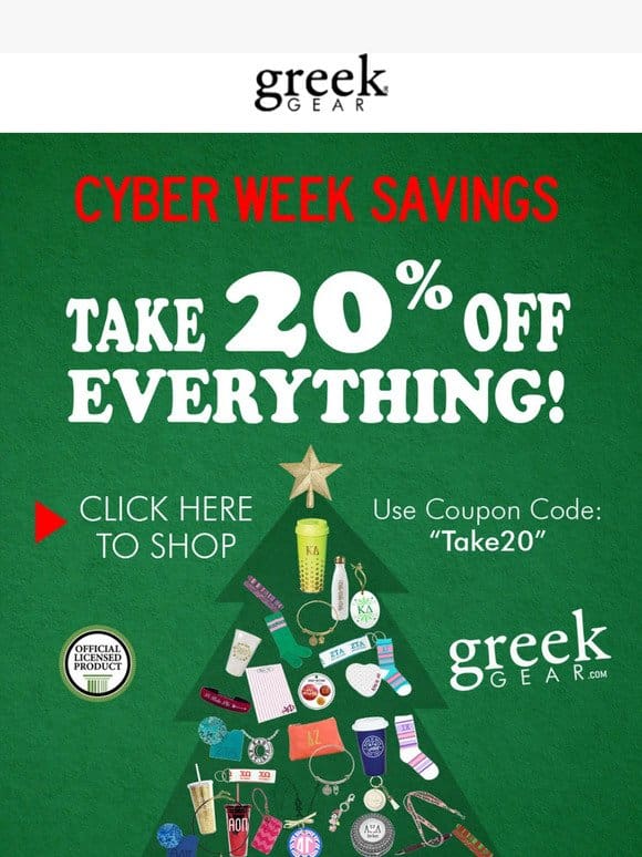20% Off Sale – Cyber Week Savings!