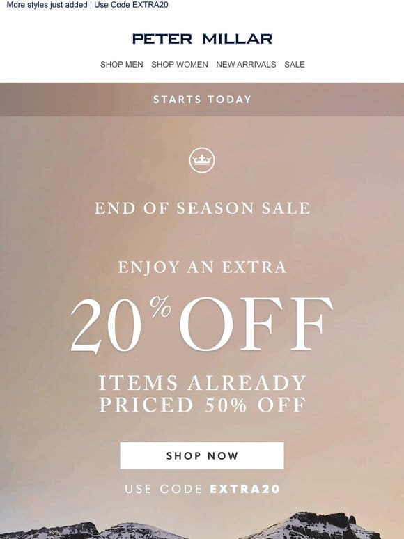 20% Off Sale Items Already Priced 50% Off