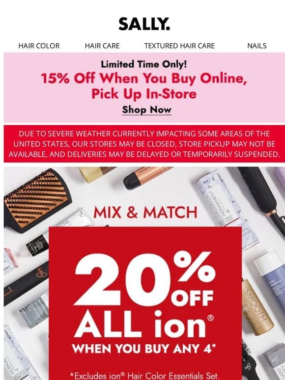 20% off Ion Color， Care and Tools!