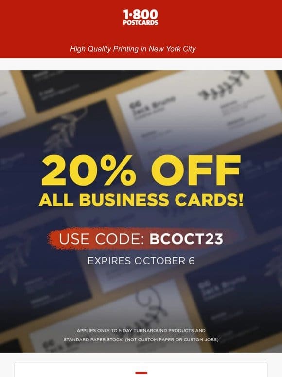 20% off business cards!