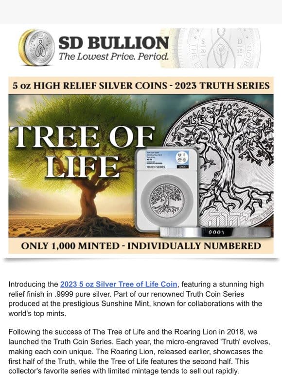 2023 5 oz High Relief Tree Of Life (Only 1000 Made)
