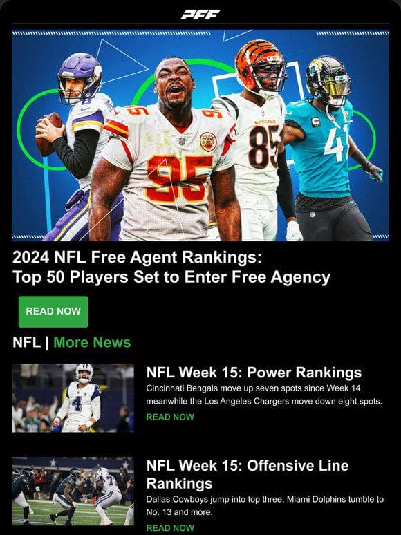 2024 NFL Free Agent Rankings， Jaguars Mock Draft， CFB Transfer Portal
