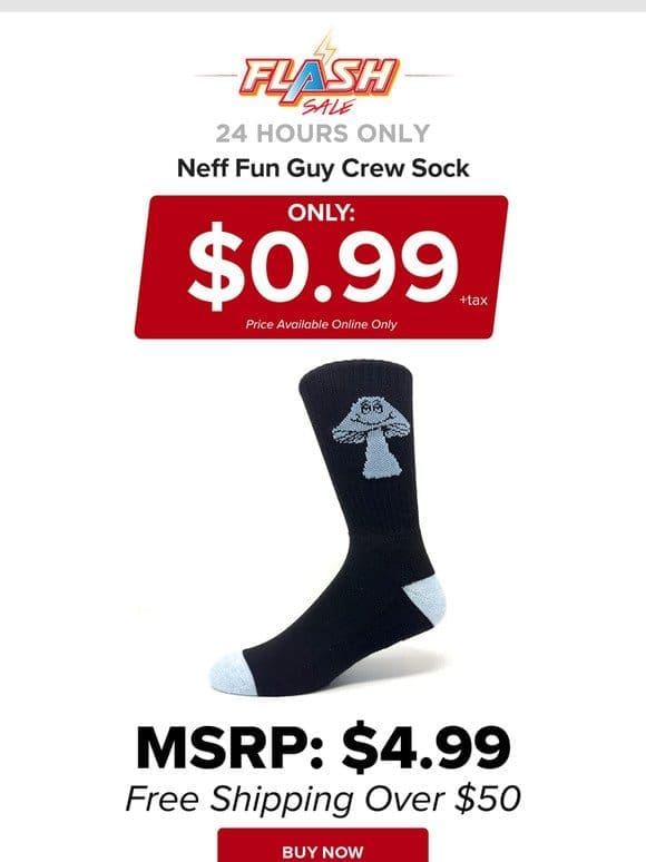 24 HOURS ONLY | NEFF CREW SOCK | FLASH SALE