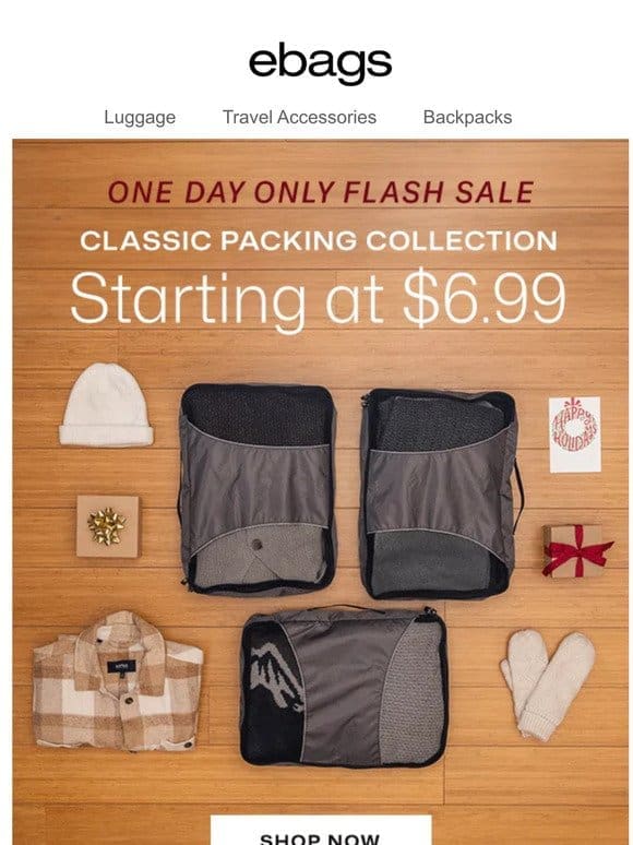 24 Hour Flash Sale: Packing Cubes Starting at $6.99