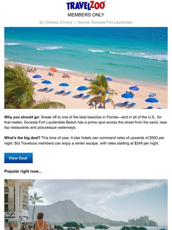 $249-$309—Fort Lauderdale beachfront retreat through April