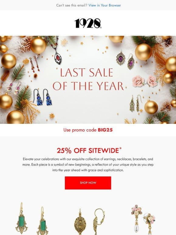 25% OFF SITEWIDE. EXTENDED UNTIL JANUARY 1
