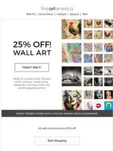 25% Off Wall Art – Just a Few Hours Remaining!