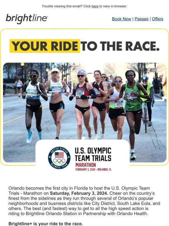 25% off fares to watch the US Olympic Team Trials.