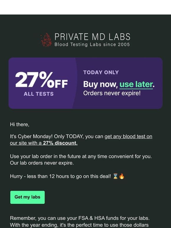 27% off all tests