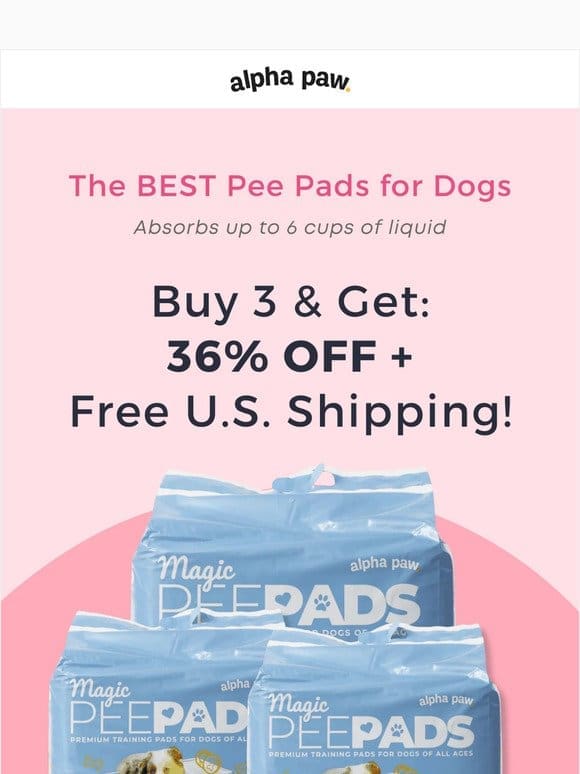 3 Magic Pee Pads mean 36% OFF + Free Shipping