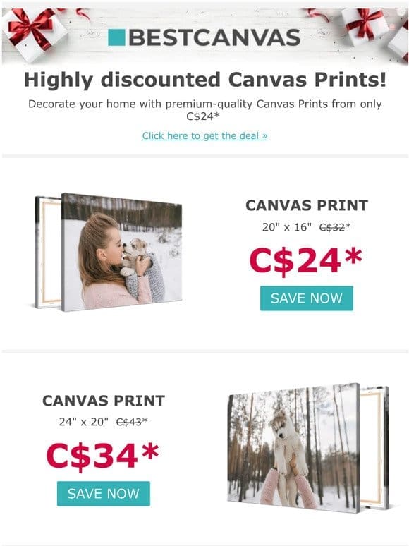 3 days: Canvas Prints from C$24