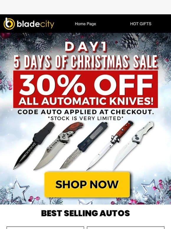 30% OFF ALL AUTO KNIVES!