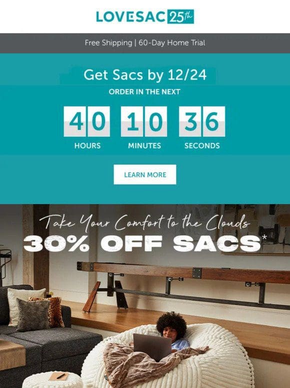 30% OFF SACS: Bring Home Cloud-Like Comfort by