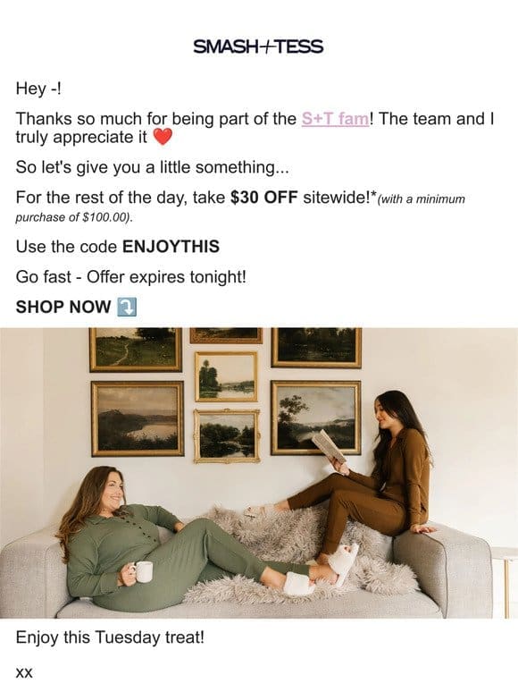 $30 OFF Sitewide – NOW!