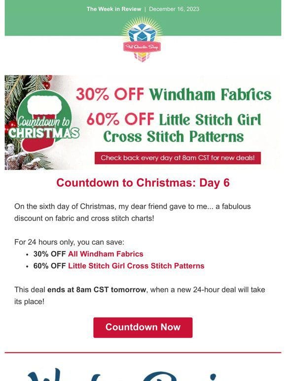 30% OFF Windham + A few goodies you might have missed!