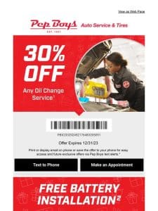 30% OFF Your Next Oil Change