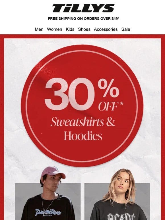 30% Off Sweatshirts & Hoodies