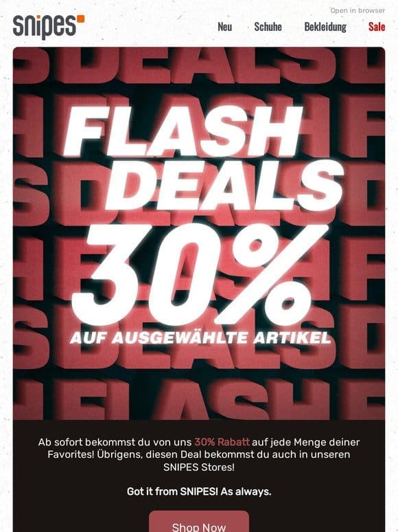 30% Rabatt beim Flash Deal!
