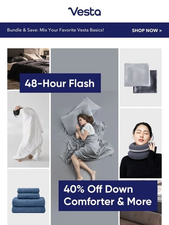 48 HOURS ONLY. 40% Off Down Comforter ☁