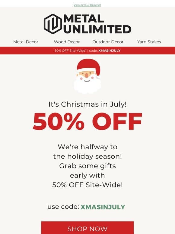 50% OFF Site-Wide