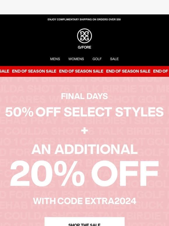 50% Off + 20% Off