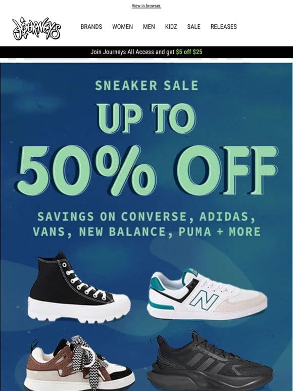 50% off select sneakers